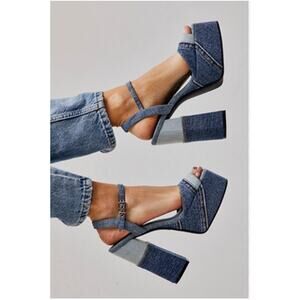 Free People Jeffrey Campbell Denim Daze Platform Heels 7.5